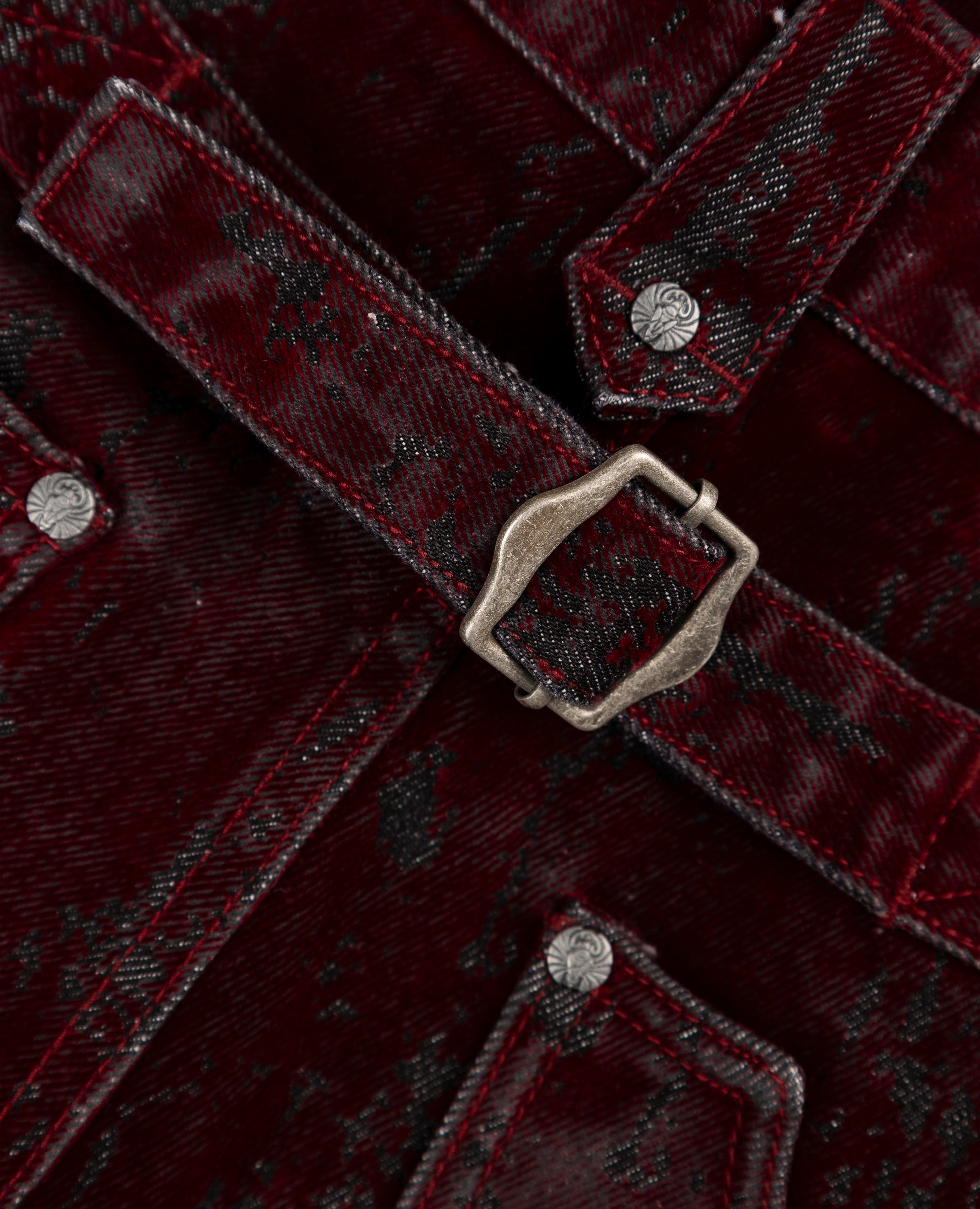 RED KNUCKLE BOOTCUT VELVET PANTS