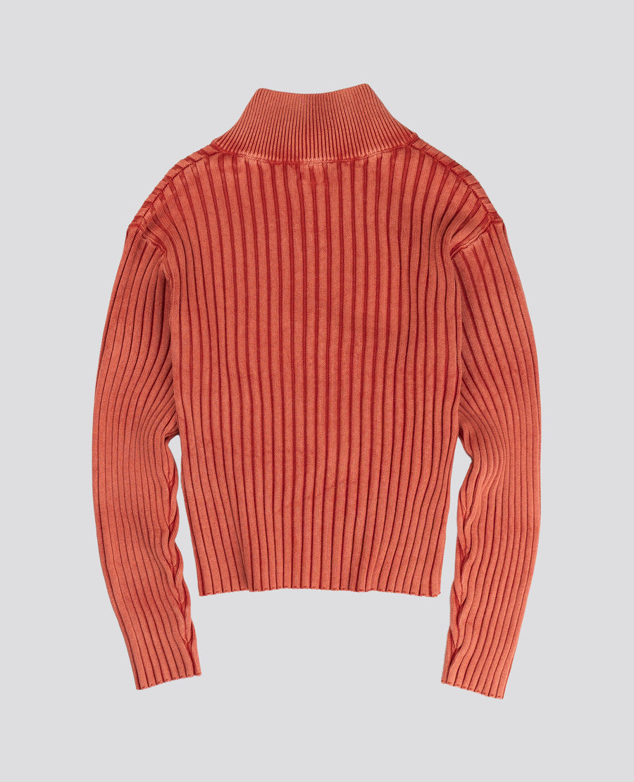 RED FITTED RIBBED KNITWEAR