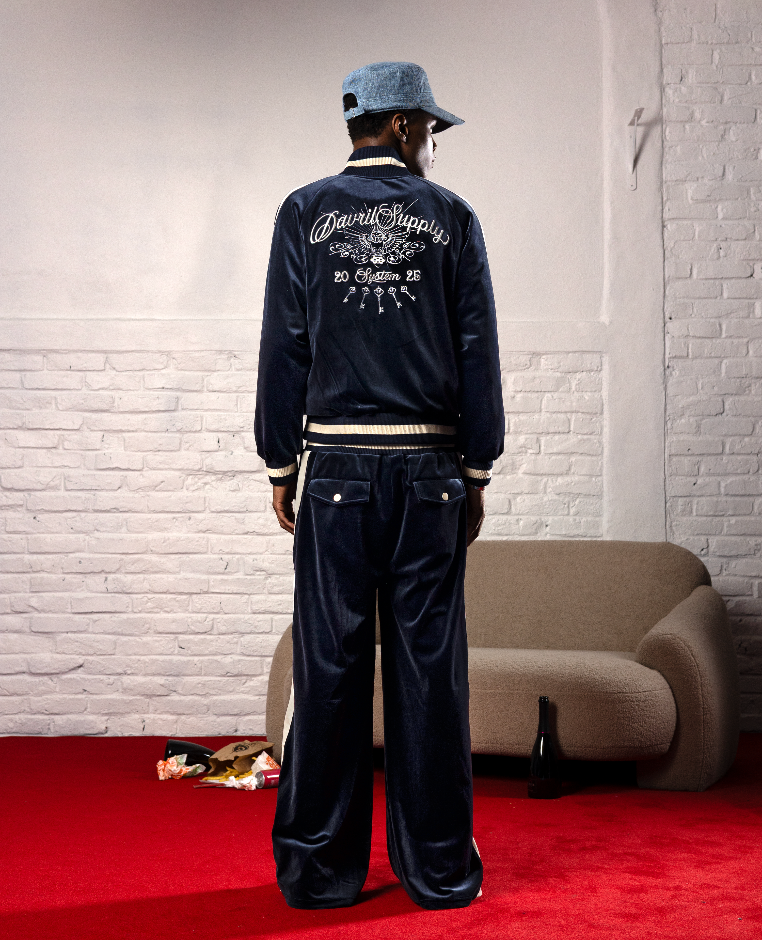 PALACEBLUE VELVET JOGGERS