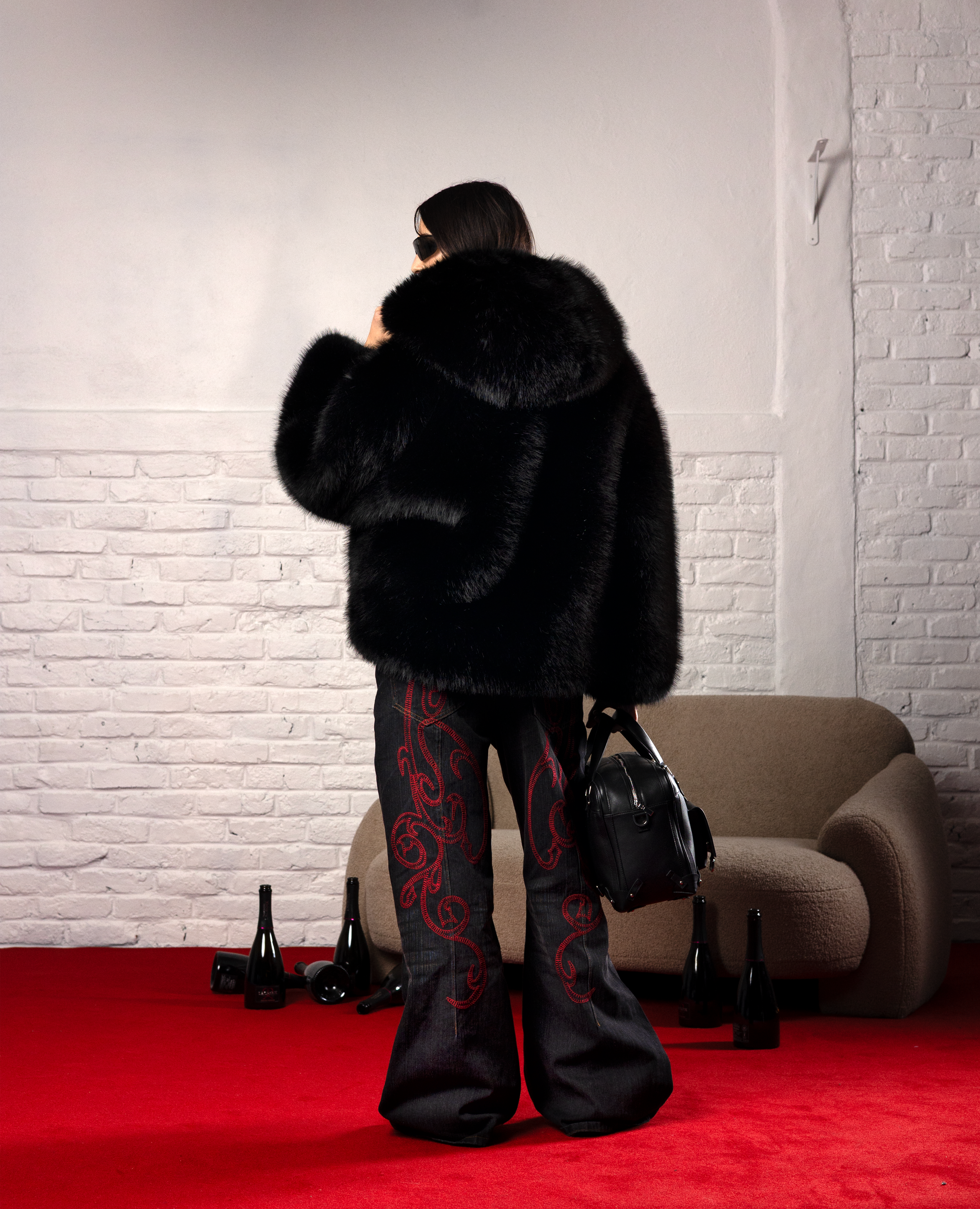 BLACK FAUXFUR JACKET