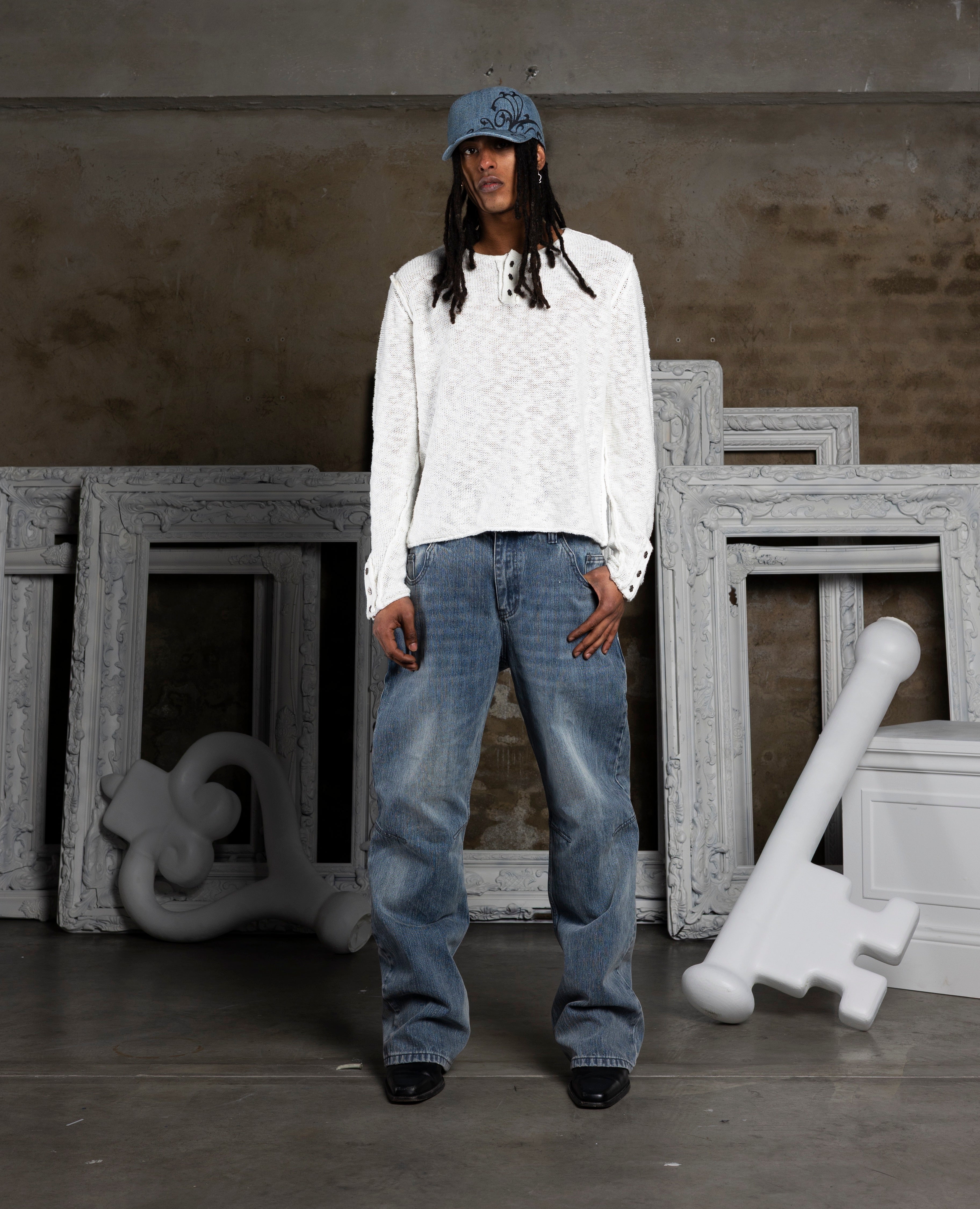 MESH COTTON LONGSLEEVE BUTTON UP